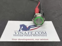 Nút Nhấn Giữ Inox Nguồn LED Xanh Lá 19mm 5 -24V 304 4 Pin Chống Nước